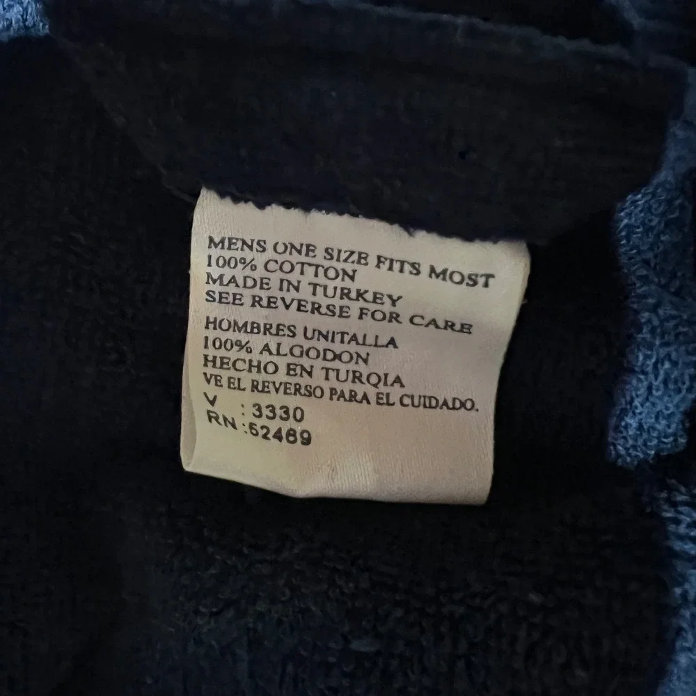 Puritan Mens Navy Blue Corduroy Robe 100% Cotton One Size Fits Most Belt V3330